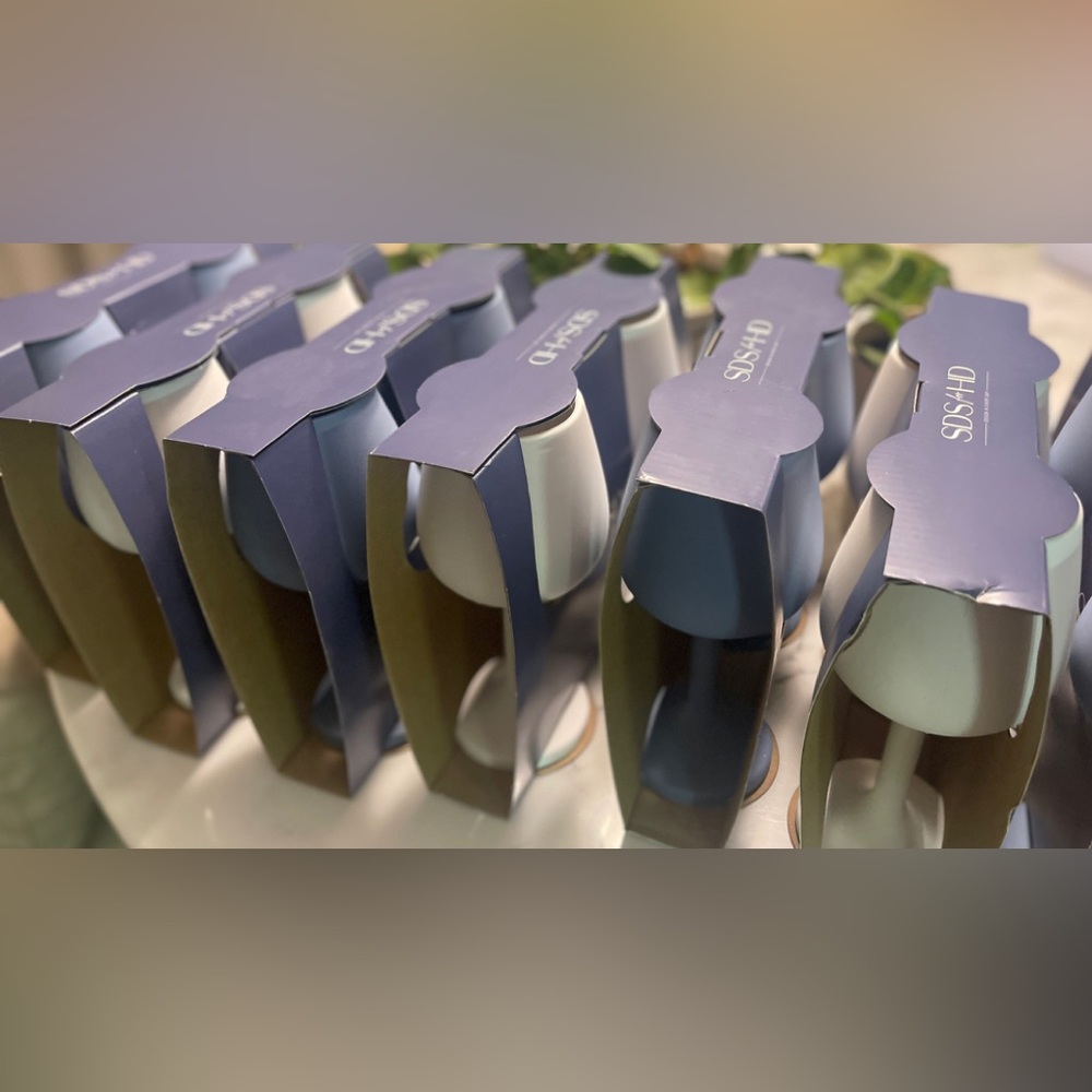 Stemmed Wine Goblets  Set in  White Silicone